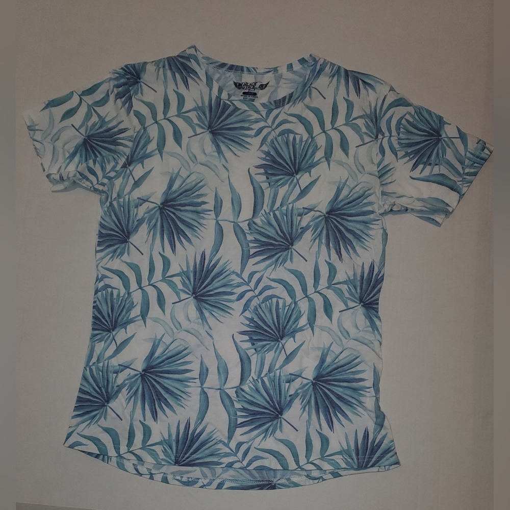 Black Jack Men's Faded Blue And Green Palm Leaf Tee Sz L